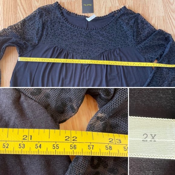 Animal Print Mesh Swing Tunic Womens Tunic Top 2X Black New in Package - Picture 9 of 9